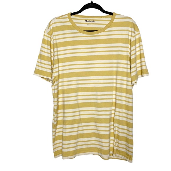 Madewell Other - Madewell Mens Allday Striped T-Shirt Size Large Yellow Tan Short Sleeve M6642